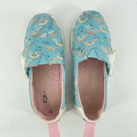 TOMS Kids Alpargata Weather Slip-On Shoes – Blue Rainbow Print – Size 10 - Picture 5 of 13